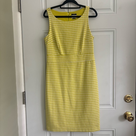 Ann Taylor Citron Green/White  Sleeveless Sheath Dress, Size Small - Picture 2 of 11